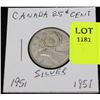 Image 1 : CANADA SILVER QUARTER-1951