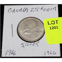 CANADA SILVER QUARTER-1966