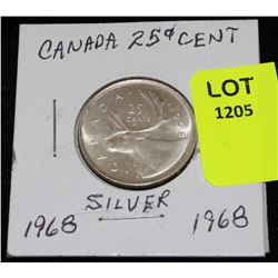 CANADA SILVER QUARTER-1968