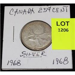 CANADA SILVER QUARTER-1968