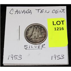 CANADA SILVER DIME-1953