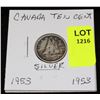 Image 1 : CANADA SILVER DIME-1953