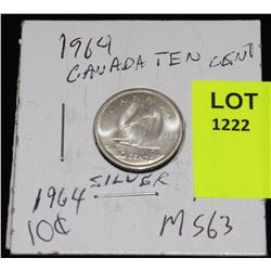 CANADA SIVER DIME-1964