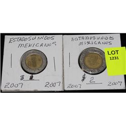 2-ESTADOSUNIDOS MEXICANOS-$2 COINS-2007