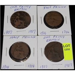 GREAT BRITAIN 2-1907 1 PENNIES & 2 HALF PENNIES