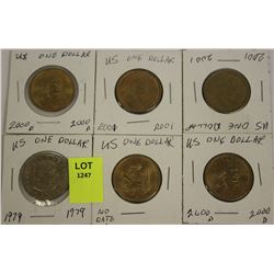 6 US COMMEMORATIVE DOLLARS-1979,NO DATE,2000X2,