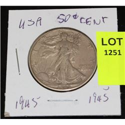 US SILVER HALF DOLLAR-1945