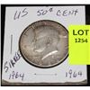 Image 1 : US SILVER HALF DOLLAR-1964