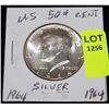 Image 1 : US SILVER HALF DOLLAR-1964