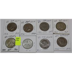 8- US HALF DOLLARS-1966,67,68,71,72,73,74,&77