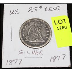 US SILVER QUARTER-1877