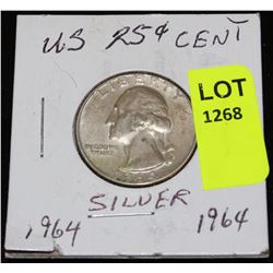 US SILVER QUARTER-1964