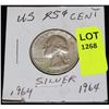 Image 1 : US SILVER QUARTER-1964