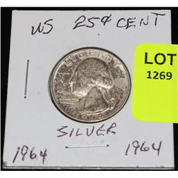 US SILVER QUARTER-1964