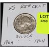 Image 1 : US SILVER QUARTER-1964