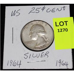 US SILVER QUARTER-1964