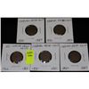 Image 1 : 5 US INDIAN HEAD PENNIES-1866,81,87,89 & 90