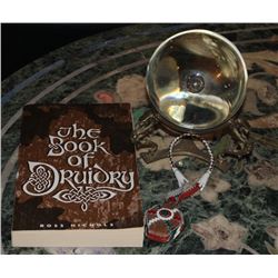 CRYSTAL BALL WITH A BOOK OF DRUIDRY AND