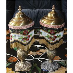 PAIR OF BEADED SHADE LAMPS FROM MONTREAL