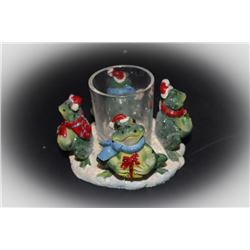 CHRISTMAS CANDLE HOLDER-FROGS