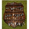 Image 1 : SOUVENIR SPOONS ON WOODEN SHIELD  DISPLAY