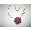 Image 1 : Purple Flower Pendant w/ Gold Colored Chain Necklace