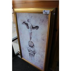 FRAMED PRINT ON BOARD  MAN WITH CAPE 