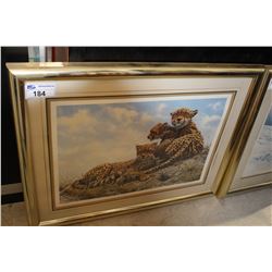 FRAMED LIMITED EDITION SEEREY LESTER PRINT, SIGNED AND NUMBERED - LEOPARD FAMILY