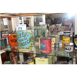 SHELF LOT OF ASSORTED VINTAGE COLLECTORS TINS