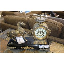 NEW HAVEN CLOCK COMPANY NEW HAVEN CONNECTICUT USA SKELETON FACED BRASS HORSE MANTEL CLOCK