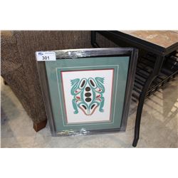 FRAMED LIMITED EDITION SIGNED AND NUMBERED WEST COAST NATIVE PRINT TITLED FROG