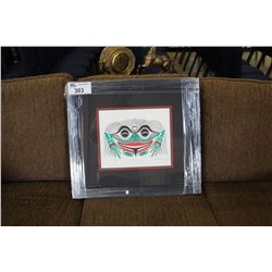 FRAMED LIMITED EDITION SIGNED AND NUMBERED WEST COAST NATIVE PRINT TITLED FROG