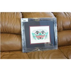 FRAMED LIMITED EDITION SIGNED AND NUMBERED WEST COAST NATIVE PRINT TITLED FROG