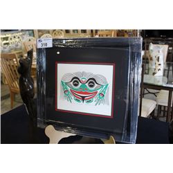 FRAMED LIMITED EDITION SIGNED AND NUMBERED WEST COAST NATIVE PRINT TITLED FROG