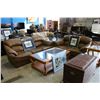 Image 1 : 2PC BROWN LEATHER SOFA AND LOVESEAT SET