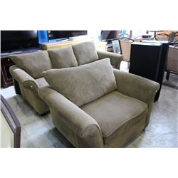 2PC UPHOLSTERED SOFA AND CHAIR SET- GREENISH COLOUR