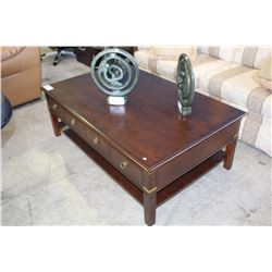 2PC MAHOGANY FINISH COFFEE TABLE AND SOFA TABLE SET