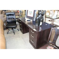 2PC DESK SET; DOUBLE PEDESTAL DESK WITH BLACK GAS LIFT OFFICE CHAIR