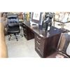 Image 1 : 2PC DESK SET; DOUBLE PEDESTAL DESK WITH BLACK GAS LIFT OFFICE CHAIR