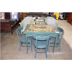 PAINTED DRAW LEAF TABLE WITH 4 CHAIRS