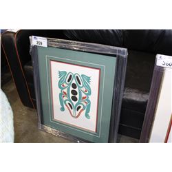 FRAMED LIMITED EDITION SIGNED AND NUMBERED WEST COAST NATIVE PRINT TITLED FROG