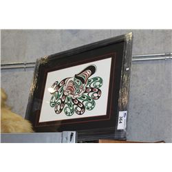 FRAMED LIMITED EDITION SIGNED AND NUMBERED WEST COAST NATIVE PRINT TITLED TAKQUA