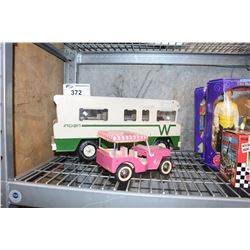 2 VINTAGE TONKA TOYS; INDIAN WINNEBEGO AND PINK JEEP