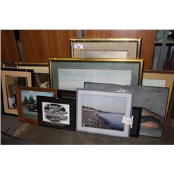 LARGE LOT OF ASSORTED FRAMED PICTURES, PRINTS, ORIGINAL ART AND MIRRORS