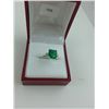 Image 3 : LADIES 14KT WHITE GOLD NATURAL EMERALD AND DIAMOND SET DRESS RING WITH ONE EMERALD, APPROX