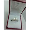 Image 2 : LADIES 18KT WHITE GOLD WHITE CULTURED PEARL AND DIAMOND SET DRESS RING  WITH 10 DIAMONDS, APPROX