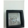 Image 2 : PAIR OF 14KT WHITE GOLD NATURAL AQUA MARINE AND DIAMOND SET EARRINGS WITH 2 AQUAMARINES, APPROX