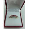 Image 2 : LADIES 10KT YELLOW GOLD AND RHODIUM FINISH RUBY AND DIAMOND SET DRESS RING WITH 11 RUBIES, APPROX