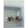 Image 2 : PAIR OF STERLING SILVER PROMOTIONAL QUALITY RUBY EARRINGS WITH 14 GLASS FILLED RUBIES, APPROX