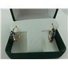 Image 2 : PAIR OF 9KT YELLOW GOLD NATURAL BLUE SAPPHIRE SET HOOP STYLE EARRINGS WITH 10 BLUE SAPPHIRES,